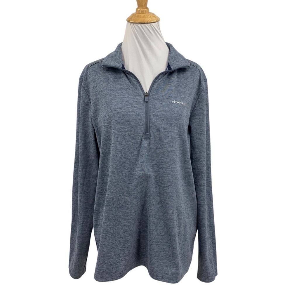 Vineyard Vines Shirt Mens S Small Slate Performance Jersey Half Zip Pullover